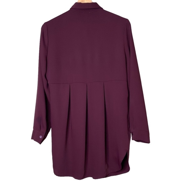 CHICO’S Long Sleeve Relaxed Fit Burgundy Tunic Blouse with Back Pleats US Sz S - Picture 4 of 10